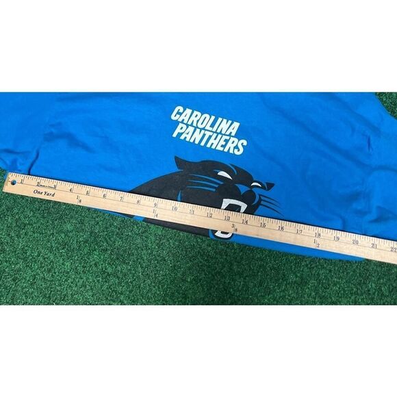 90s Carolina Panthers NFL Majestic TAG Size Large Blue T-Shirt HUGE logo Unisex - Picture 7 of 7